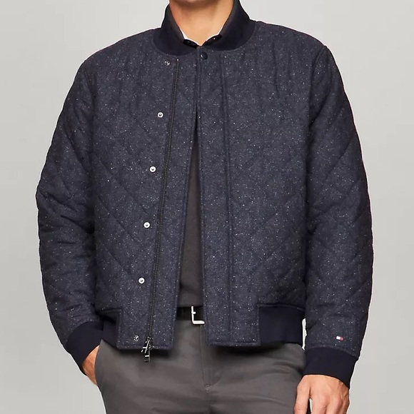 Sz Various Quilted Wool-Blend Bomber Jacket